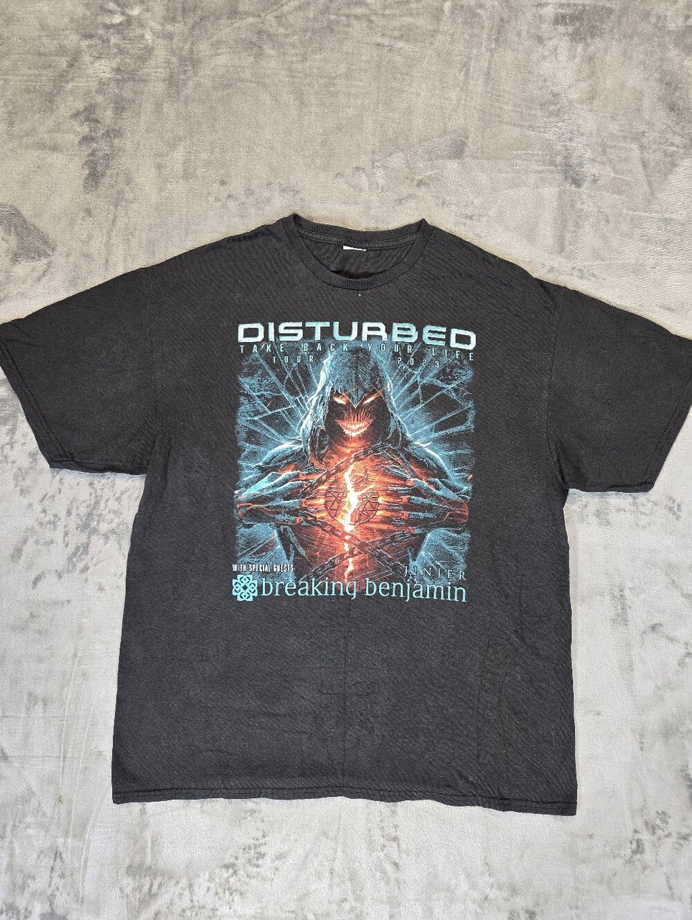 Disturbed Take Back Your Life 2023 Tour T Shirt Size Large Concert Metal Black